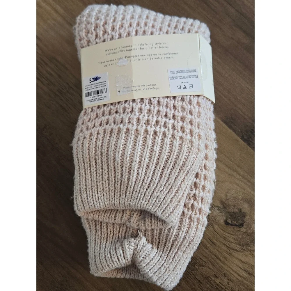 Indigo Reading Socks Blush Pink Waffle Knit Sherpa Lined‎ Recycled Materials NEW